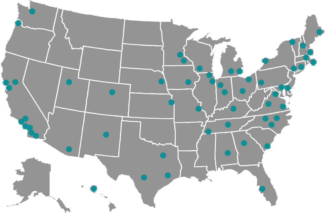 United States map of NCI-designated cancer centers