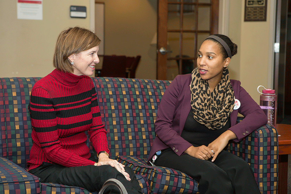 Rae Mang visits with First-Generation UC Students
