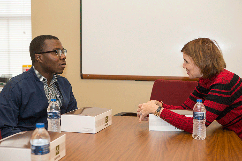 Rae Mang visits with First-Generation UC Students