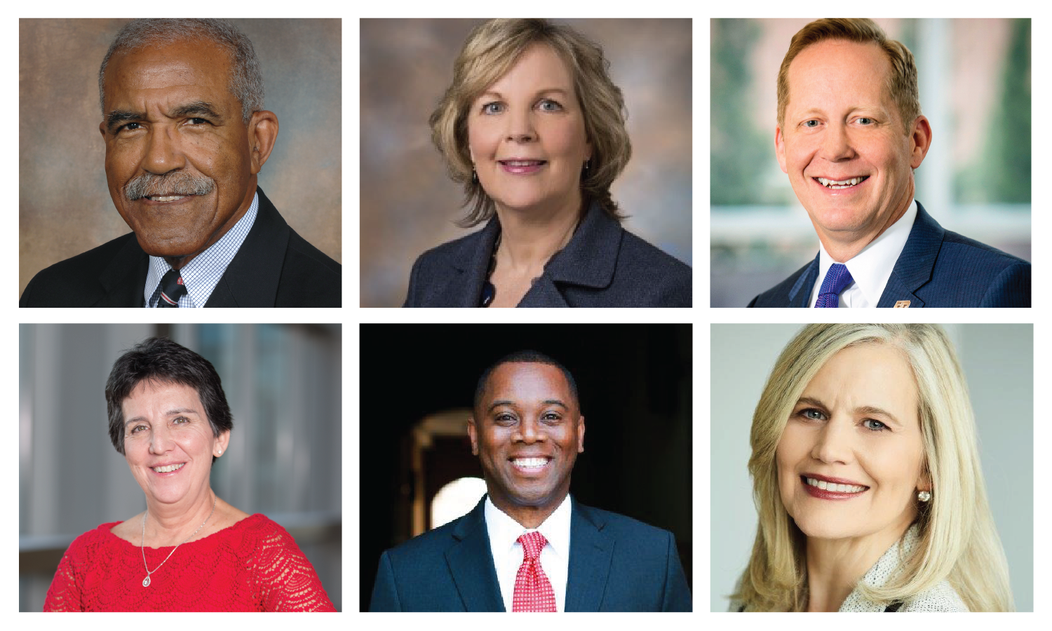 The UC Foundation’s new board of trustee members: top: Alvin Crawford, Judy Pershern, Timothy Elsbrock. Bottom: Kim Dobbs, Edwin Bowman, Lori Beer. 