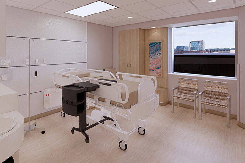 Rendering of upgraded space at the UC Medical Center neuroscience floor